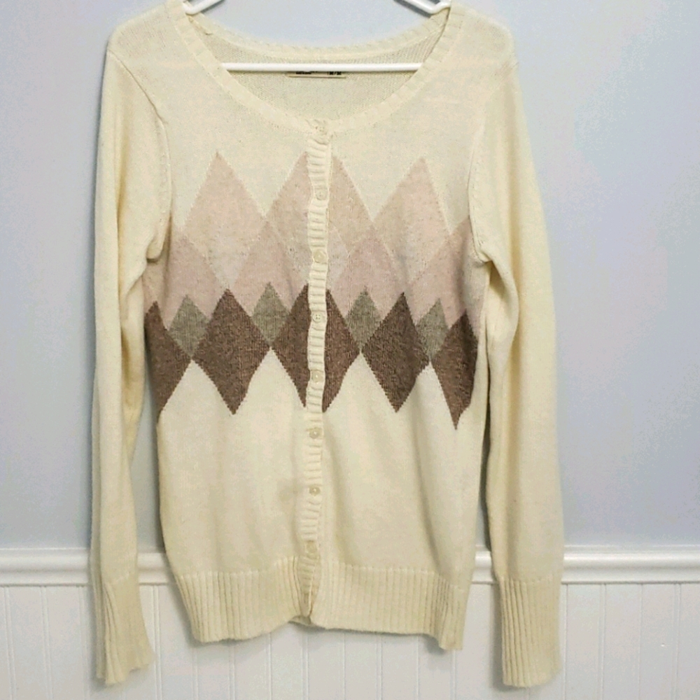 ON Creamy Argyle Cardigan